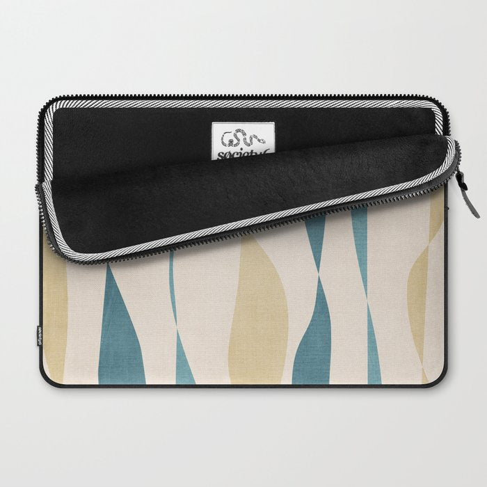 Teal Ochre Light Teal Lines Abstract Artwork Laptop Sleeve Gallery Image 2