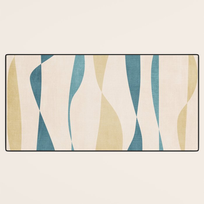 Teal Ochre Light Teal Lines Abstract Artwork Desk Mat Gallery Image 3