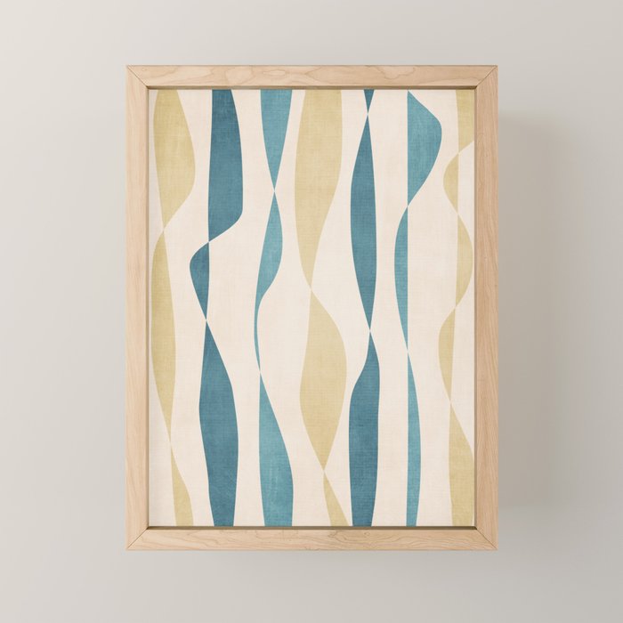 Teal Ochre Light Teal Lines Abstract Artwork Mini Art Print Gallery Image 1