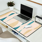 Teal Ochre Light Teal Lines Abstract Artwork Desk Mat Gallery Image 2
