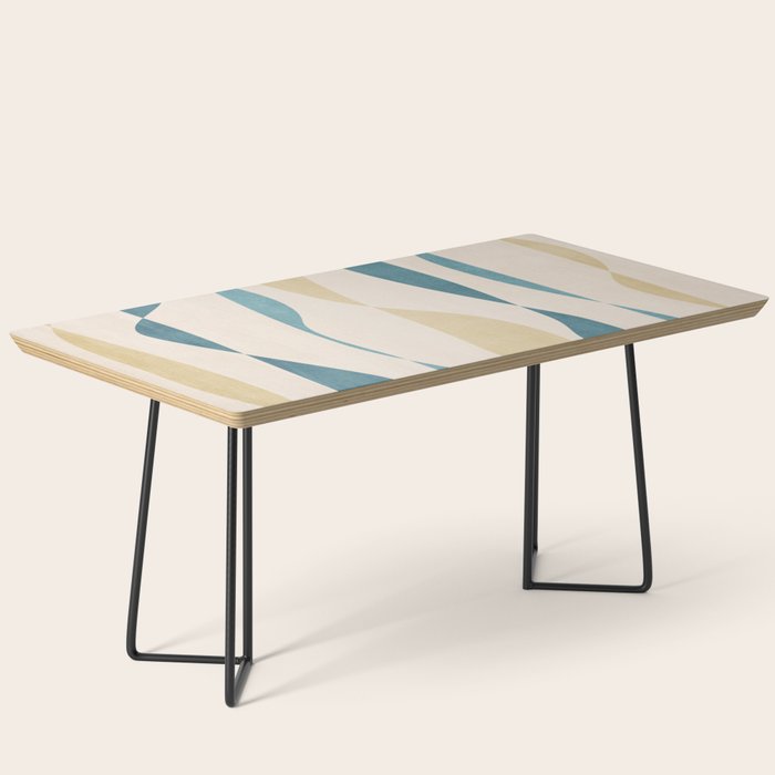 Teal Ochre Light Teal Lines Abstract Artwork Coffee Table Gallery Image 1