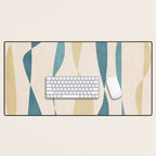 Teal Ochre Light Teal Lines Abstract Artwork Desk Mat Gallery Image 1
