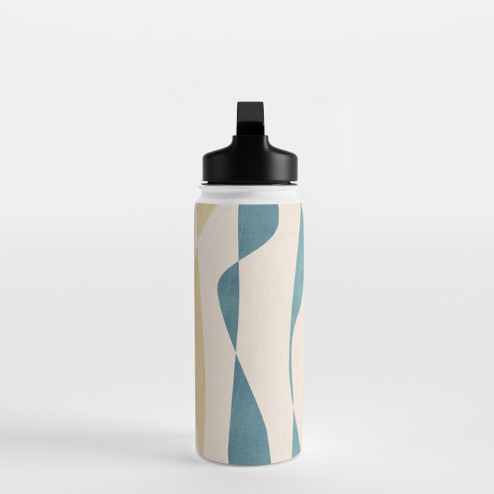 Teal Ochre Light Teal Lines Abstract Artwork Water Bottle Gallery Image 3