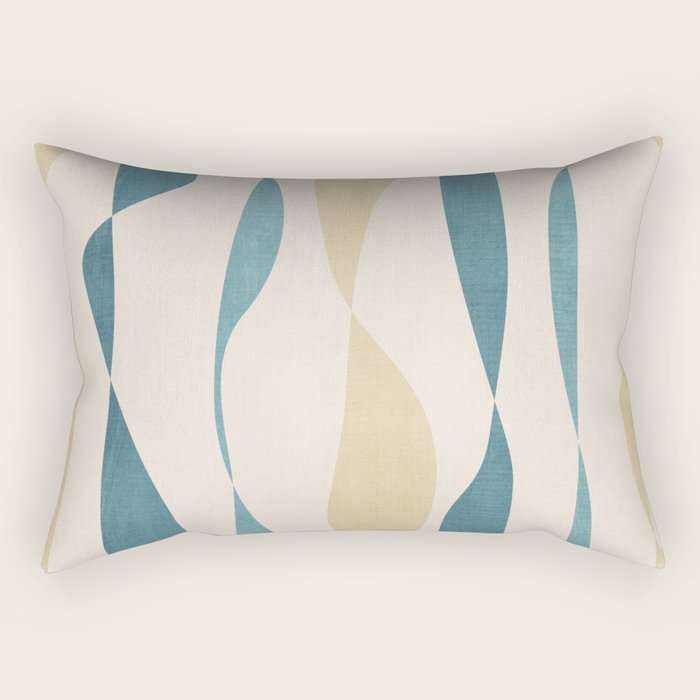 Teal Ochre Light Teal Lines Abstract Artwork Rectangular Pillow Gallery Image 2