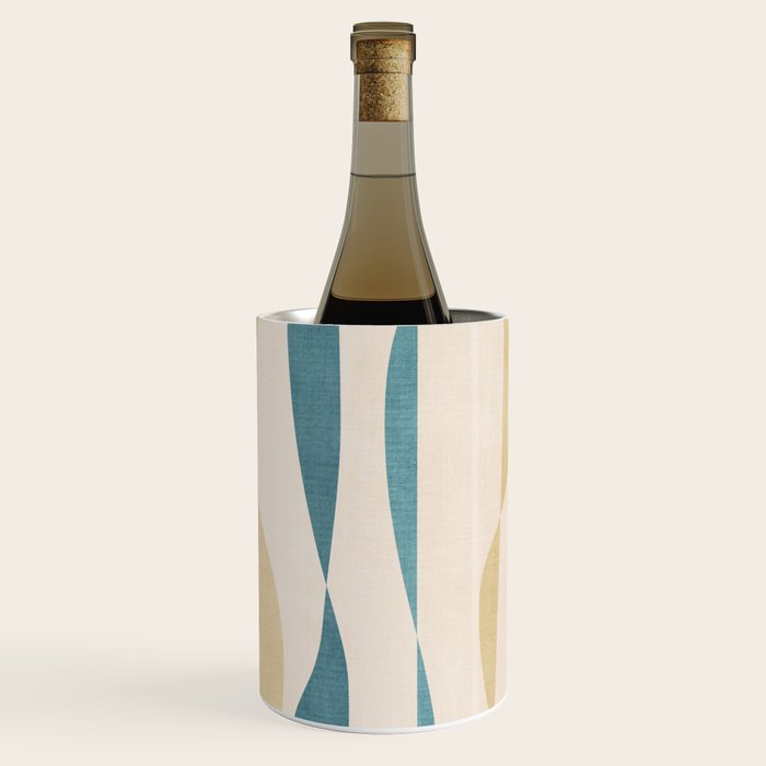 Teal Ochre Light Teal Lines Abstract Artwork Wine Chiller Gallery Image 3