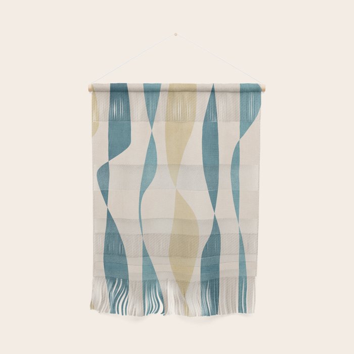 Teal Ochre Light Teal Lines Abstract Artwork Wall Hanging Gallery Image 1