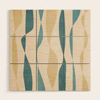 Teal Ochre Light Teal Lines Abstract Artwork Wood Wall Art Gallery Image 1