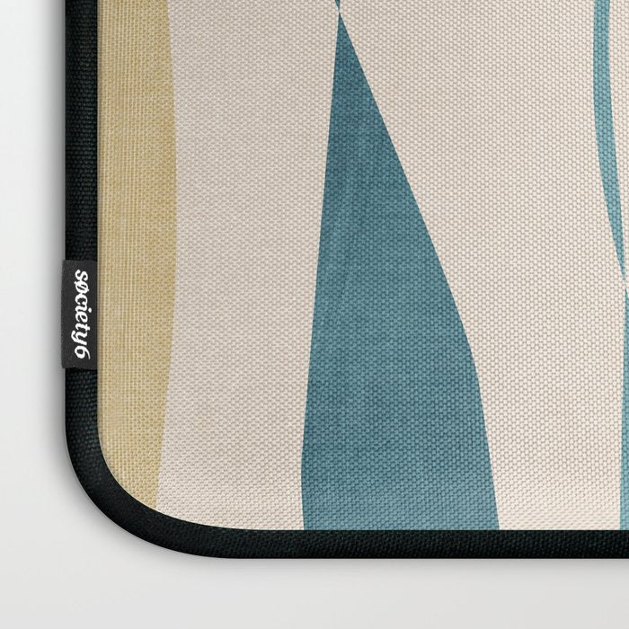 Teal Ochre Light Teal Lines Abstract Artwork Laptop Sleeve Gallery Image 3