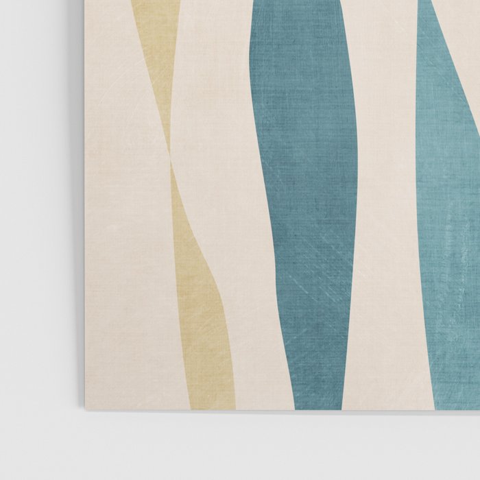 Teal Ochre Light Teal Lines Abstract Artwork Poster Gallery Image 3
