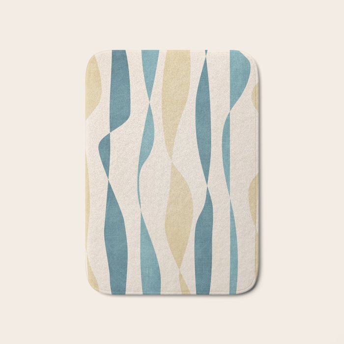 Teal Ochre Light Teal Lines Abstract Artwork Bath Mat Gallery Image 1