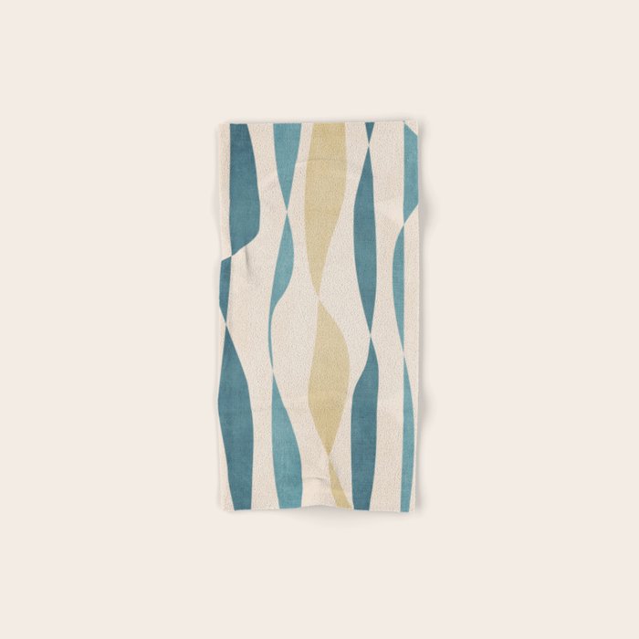 Teal Ochre Light Teal Lines Abstract Artwork Bath Towel Gallery Image 1