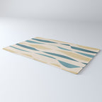 Teal Ochre Light Teal Lines Abstract Artwork Rug Gallery Image 3