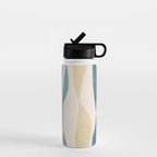 Teal Ochre Light Teal Lines Abstract Artwork Water Bottle Gallery Image 1