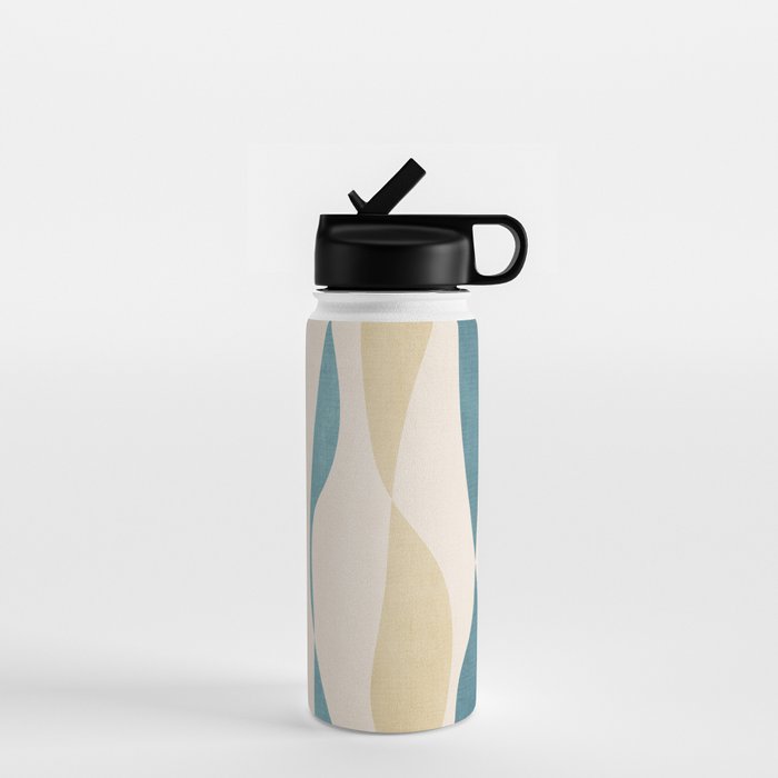 Teal Ochre Light Teal Lines Abstract Artwork Water Bottle Gallery Image 1