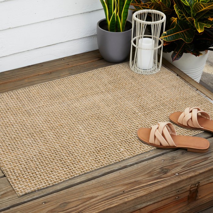 Burlap Fabric Outdoor Rug Gallery Image 2