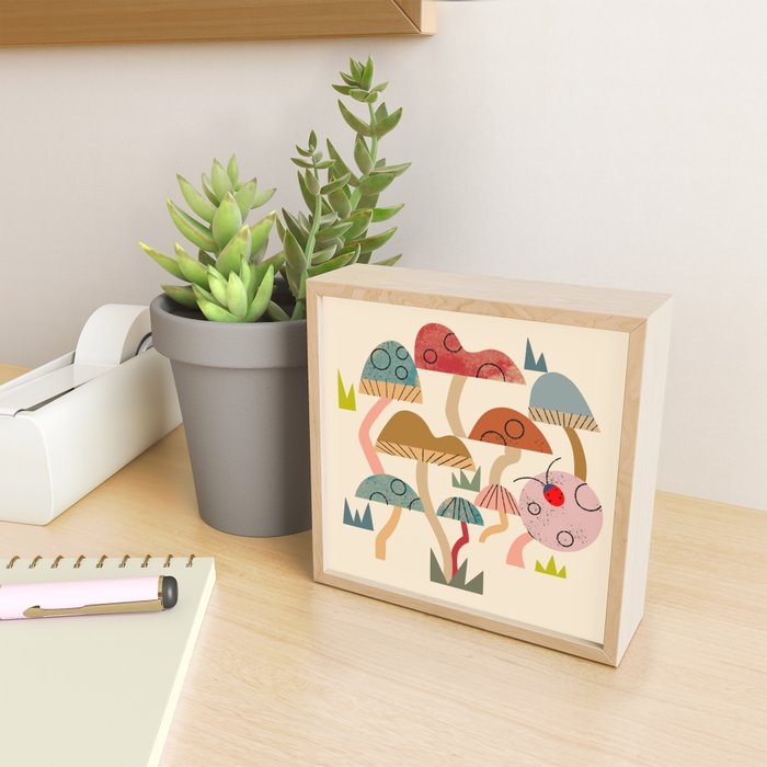 Toadstools and Ladybug Mini Art Print Gallery Image 2