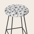 Mid Century Modern Twinkling Starburst Pattern in Black and White Stool Gallery Image 2