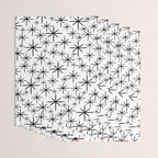 Mid Century Modern Twinkling Starburst Pattern in Black and White Wrapping Paper Gallery Image 3