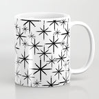 Mid Century Modern Twinkling Starburst Pattern in Black and White Coffee Mug Gallery Image 1