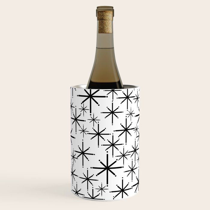 Mid Century Modern Twinkling Starburst Pattern in Black and White Wine Chiller Gallery Image 3
