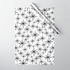 Mid Century Modern Twinkling Starburst Pattern in Black and White Wrapping Paper Gallery Image 1