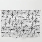 Mid Century Modern Twinkling Starburst Pattern in Black and White Wall Hanging Gallery Image 1