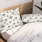 Mid Century Modern Twinkling Starburst Pattern in Black and White Pillow Sham Gallery Image 2
