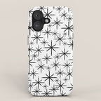 Mid Century Modern Twinkling Starburst Pattern in Black and White iPhone Case Gallery Image 1