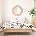 Mid Century Modern Twinkling Starburst Pattern in Black and White Duvet Cover Gallery Image 3