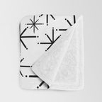 Mid Century Modern Twinkling Starburst Pattern in Black and White Throw Blanket Gallery Image 3