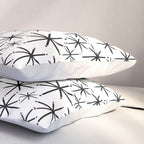 Mid Century Modern Twinkling Starburst Pattern in Black and White Pillow Sham Gallery Image 3