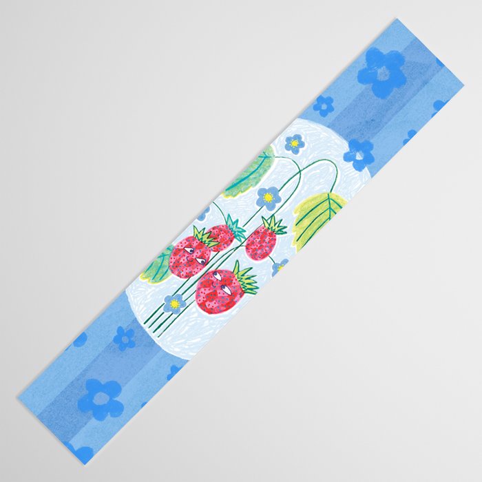 Sweet Strawberry Plant Friends in Sky Blue & Pink Table Runner Gallery Image 3