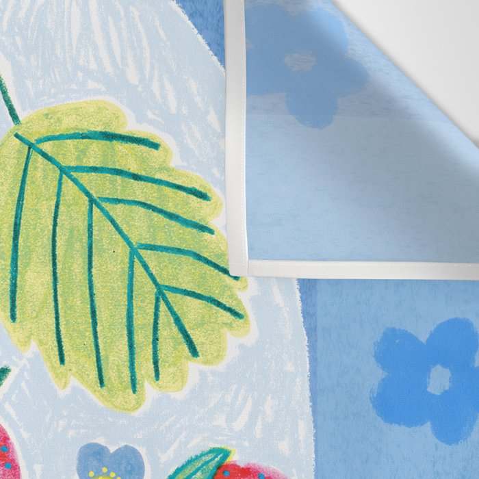 Sweet Strawberry Plant Friends in Sky Blue & Pink Wall Tapestry Gallery Image 3