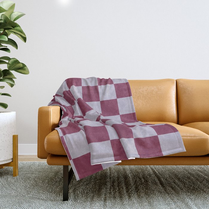 Ripe Berry x Powdered Lavender Mixed Checker Throw Blanket Gallery Image 1