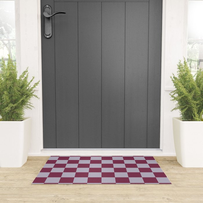 Ripe Berry x Powdered Lavender Mixed Checker Welcome Mat Gallery Image 3