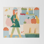 Girl at the farmers market Throw Blanket Gallery Image 2