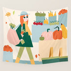 Girl at the farmers market Wall Tapestry Gallery Image 4