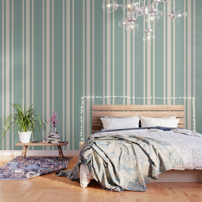 Mediterranean Ticking Stripe Sea Glass Sand Wallpaper Gallery Image 3