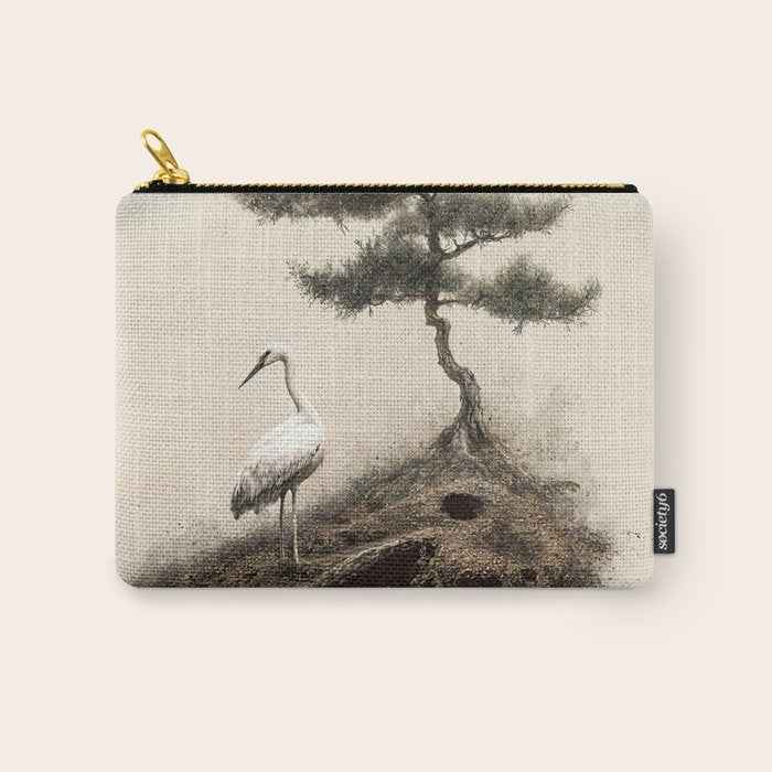 Wabi Sabi Wall Art Bird Painting Japanese Wall Art Minimalist Wall Art Japandi Print Japanese Poster Carry All Pouch Gallery Image 1