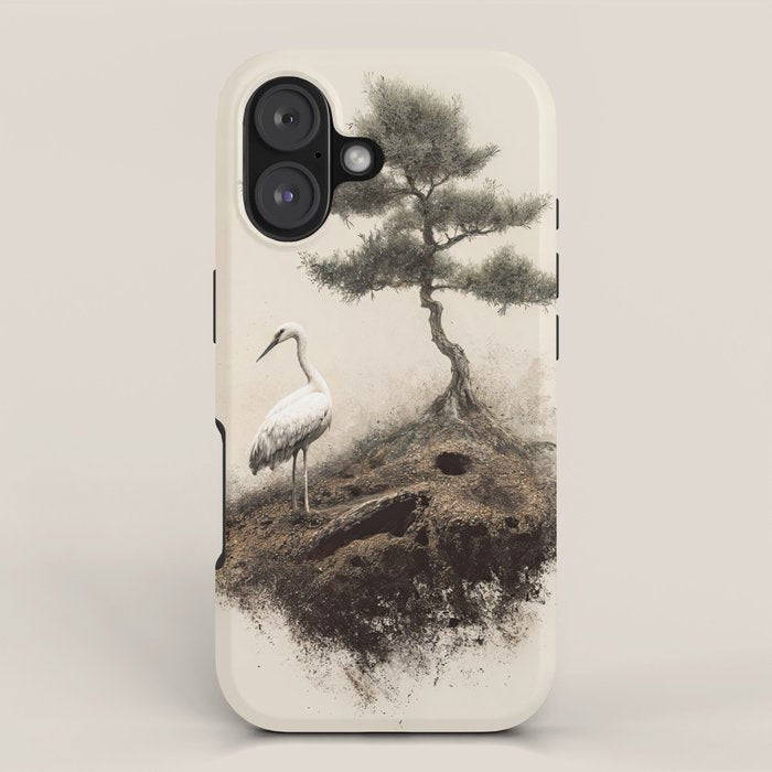 Wabi Sabi Wall Art Bird Painting Japanese Wall Art Minimalist Wall Art Japandi Print Japanese Poster iPhone Case Gallery Image 1