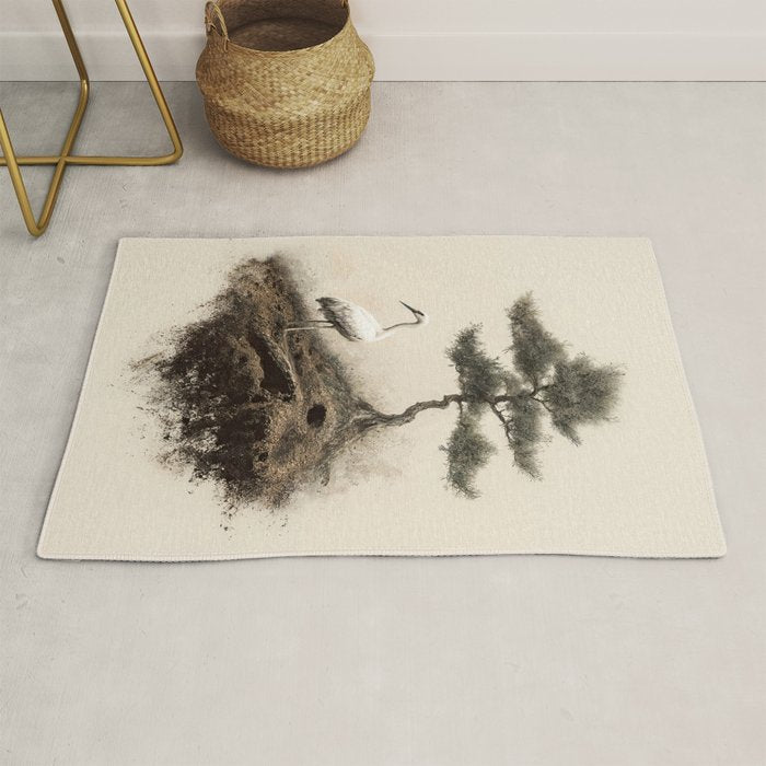 Wabi Sabi Wall Art Bird Painting Japanese Wall Art Minimalist Wall Art Japandi Print Japanese Poster Rug Gallery Image 1