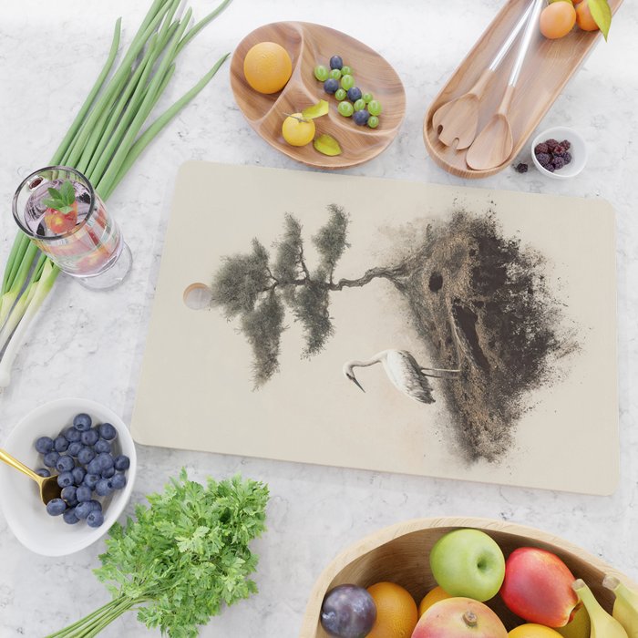 Wabi Sabi Wall Art Bird Painting Japanese Wall Art Minimalist Wall Art Japandi Print Japanese Poster Cutting Board Gallery Image 2