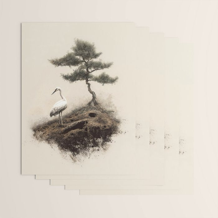 Wabi Sabi Wall Art Bird Painting Japanese Wall Art Minimalist Wall Art Japandi Print Japanese Poster Wrapping Paper Gallery Image 3