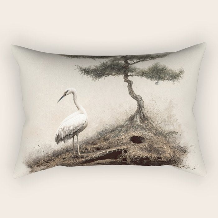 Wabi Sabi Wall Art Bird Painting Japanese Wall Art Minimalist Wall Art Japandi Print Japanese Poster Rectangular Pillow Gallery Image 2