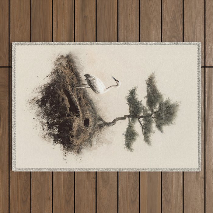 Wabi Sabi Wall Art Bird Painting Japanese Wall Art Minimalist Wall Art Japandi Print Japanese Poster Outdoor Rug Gallery Image 1