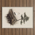 Wabi Sabi Wall Art Bird Painting Japanese Wall Art Minimalist Wall Art Japandi Print Japanese Poster Outdoor Rug Gallery Image 1