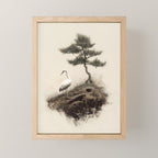 Wabi Sabi Wall Art Bird Painting Japanese Wall Art Minimalist Wall Art Japandi Print Japanese Poster Mini Art Print Gallery Image 1