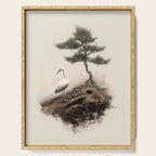 Wabi Sabi Wall Art Bird Painting Japanese Wall Art Minimalist Wall Art Japandi Print Japanese Poster Serving Tray Gallery Image 1