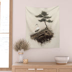 Wabi Sabi Wall Art Bird Painting Japanese Wall Art Minimalist Wall Art Japandi Print Japanese Poster Wall Tapestry Gallery Image 2