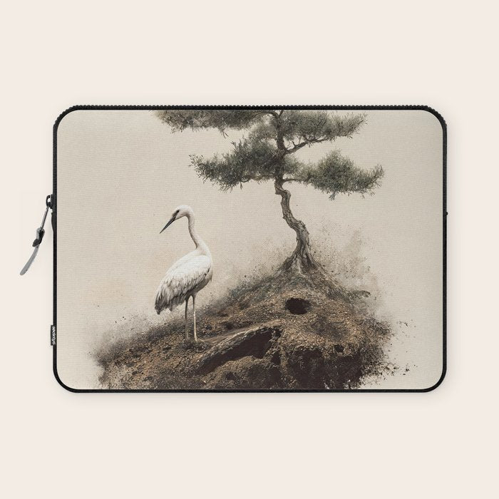 Wabi Sabi Wall Art Bird Painting Japanese Wall Art Minimalist Wall Art Japandi Print Japanese Poster Laptop Sleeve Gallery Image 1